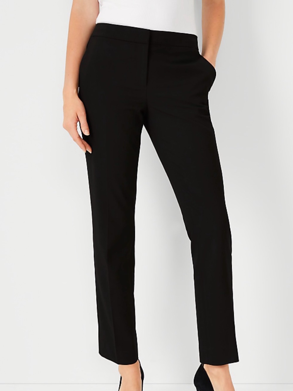 LOFT Julie Black High Waist Straight-Leg Work Trousers